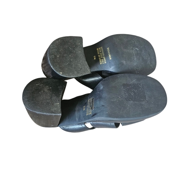 y2k vintage Apostrophe Black Leather Block heel platform sandal heels size 7 - Picture 5 of 9